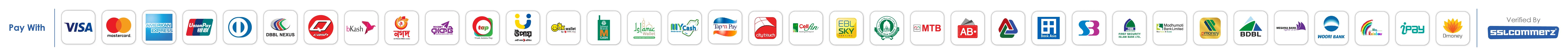 Accepted payment methods: VISA, Mastercard, American Express, bKash, Nagad, Upay, DBBL, City Bank, MTB, Bank Asia, SSLCommerz and more